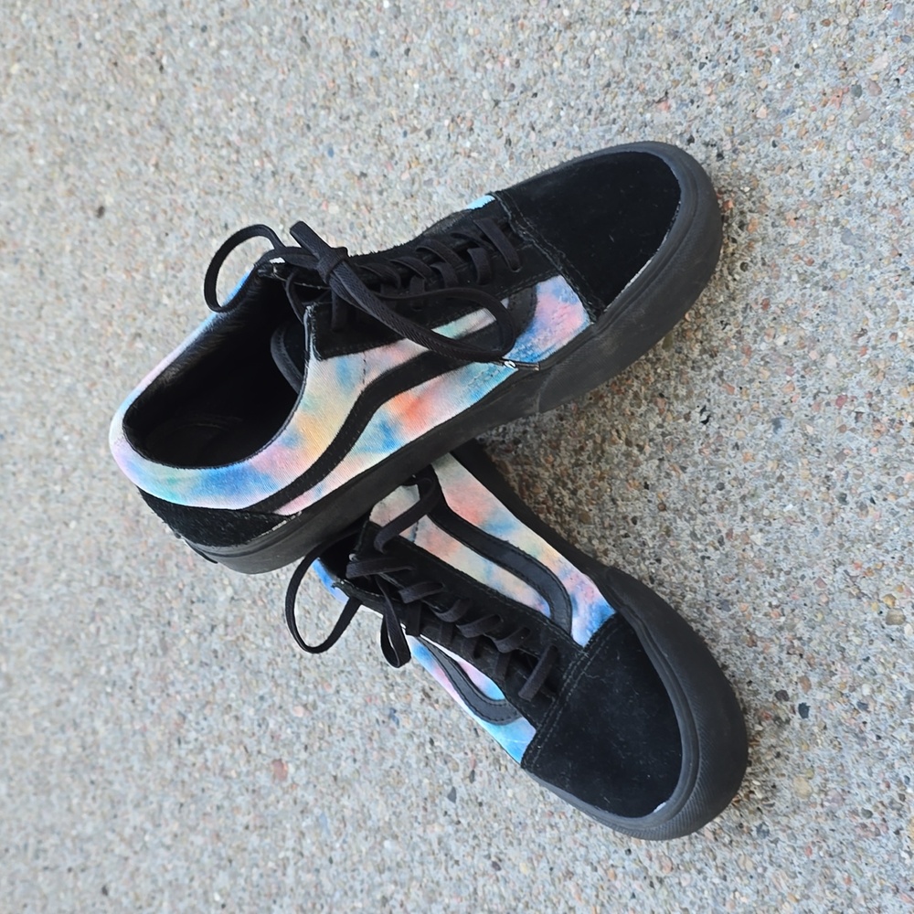 Vans Velvet Pastel Tie Dye Old Skool Platform Sneakers Size 7 1/2